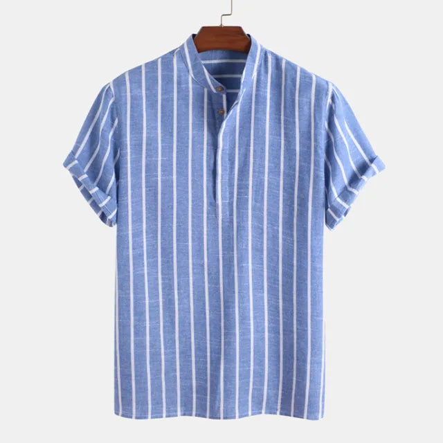 Camisa de lino de algodón de verano para hombre.