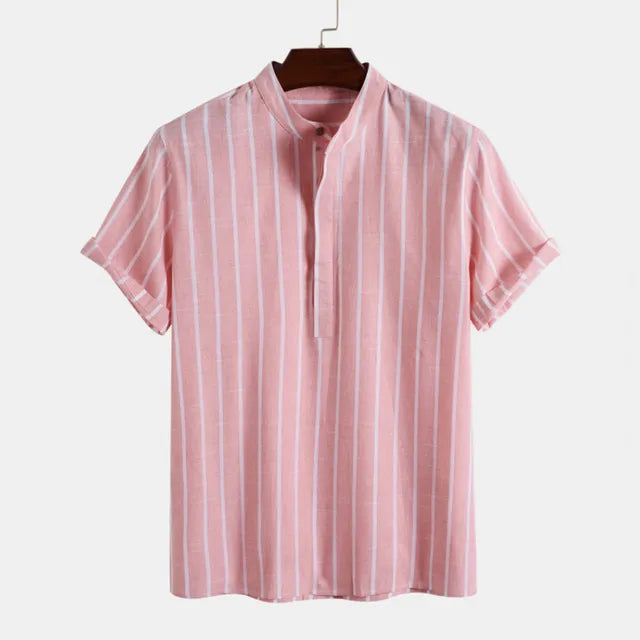 Camisa de lino de algodón de verano para hombre.