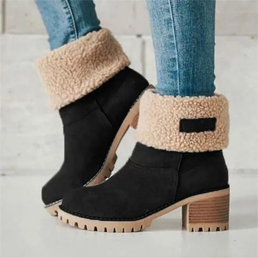 Botas de nieve cálidas de piel de invierno para mujer