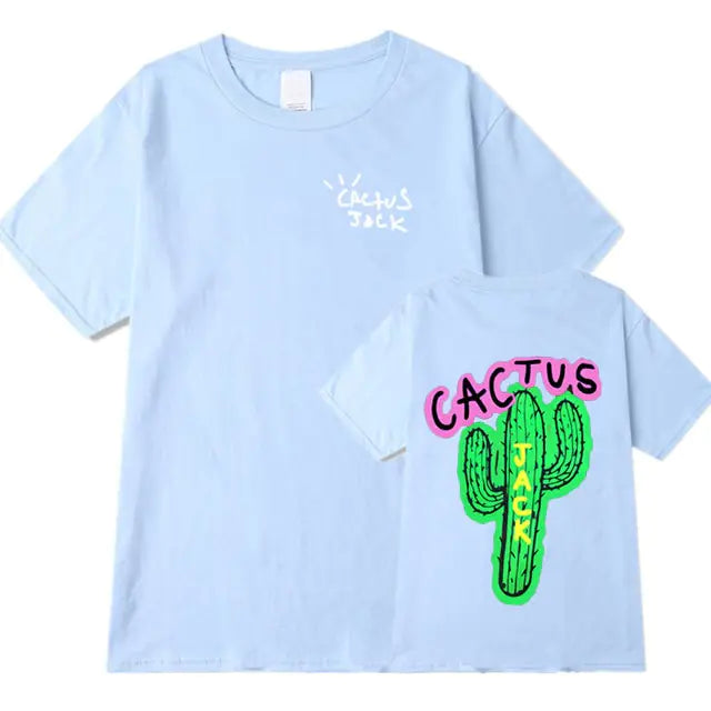 Camisetas Harajuku de pareja con estampado de cactus