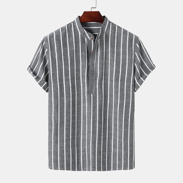 Camisa de lino de algodón de verano para hombre.