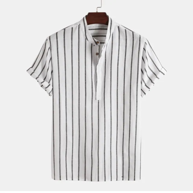 Camisa de lino de algodón de verano para hombre.