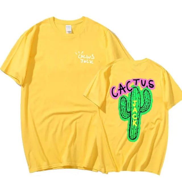 Camisetas Harajuku de pareja con estampado de cactus