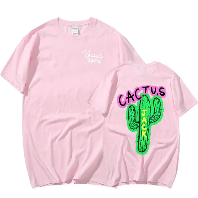 Camisetas Harajuku de pareja con estampado de cactus