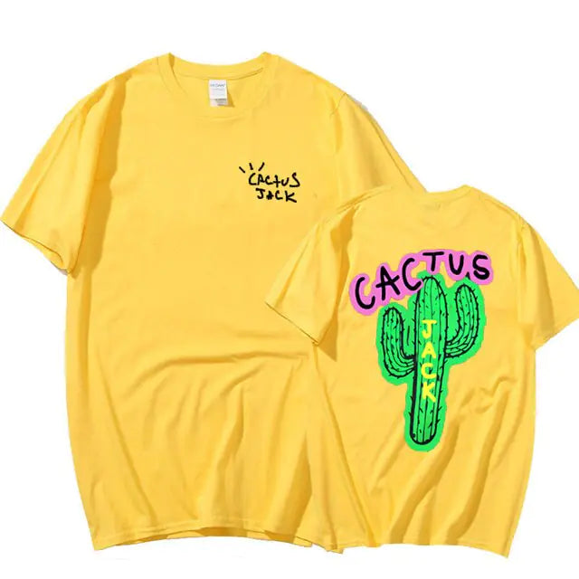 Camisetas Harajuku de pareja con estampado de cactus