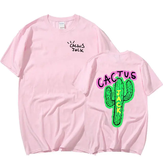 Camisetas Harajuku de pareja con estampado de cactus