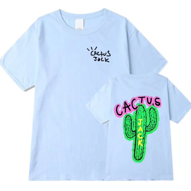 Camisetas Harajuku de pareja con estampado de cactus