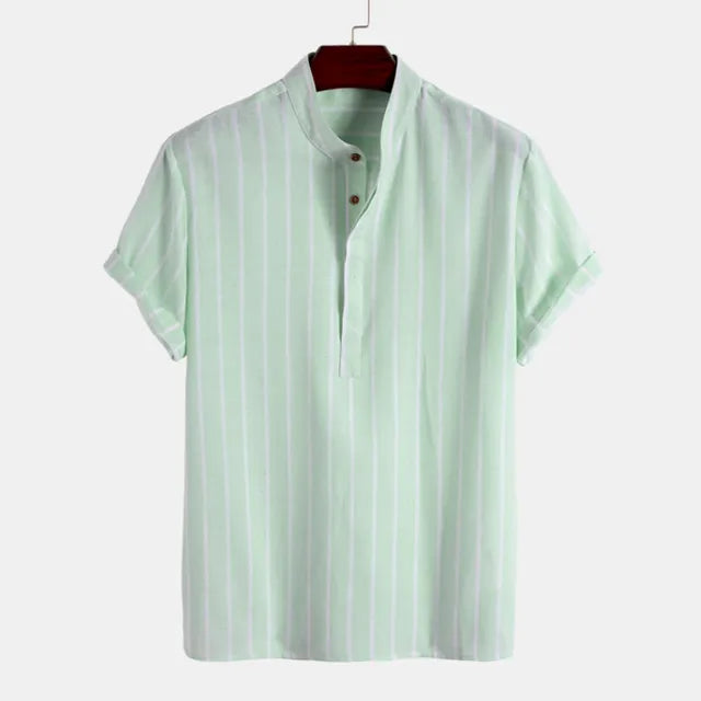 Camisa de lino de algodón de verano para hombre.