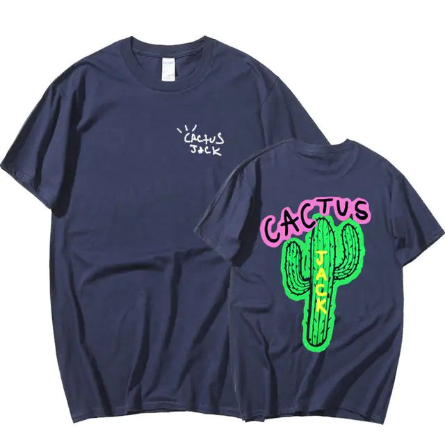 Camisetas Harajuku de pareja con estampado de cactus